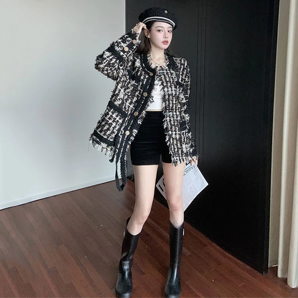 名媛小香风编织流苏重工外套秋冬季新款韩版高级感气质百搭上衣女