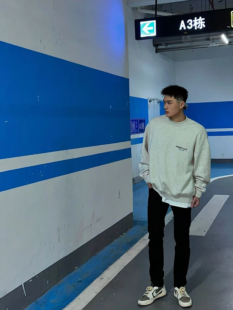 SS22款第八季前后植绒圆领时尚百搭休闲美式宽松卫衣