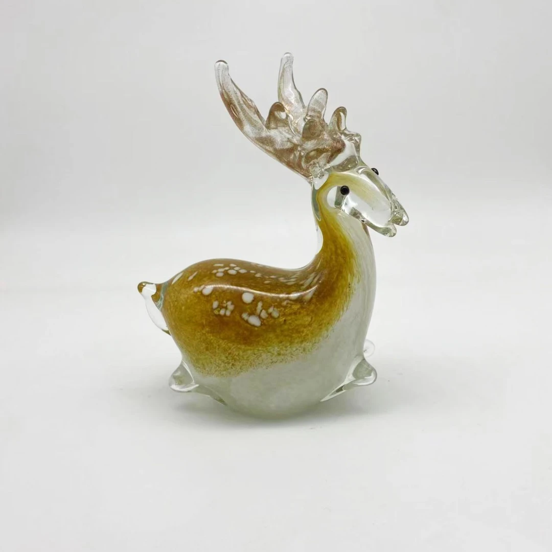 淄博博山琉璃纯手工鹿工艺品摆件一鹿荣华梅花鹿中式居家装饰精美