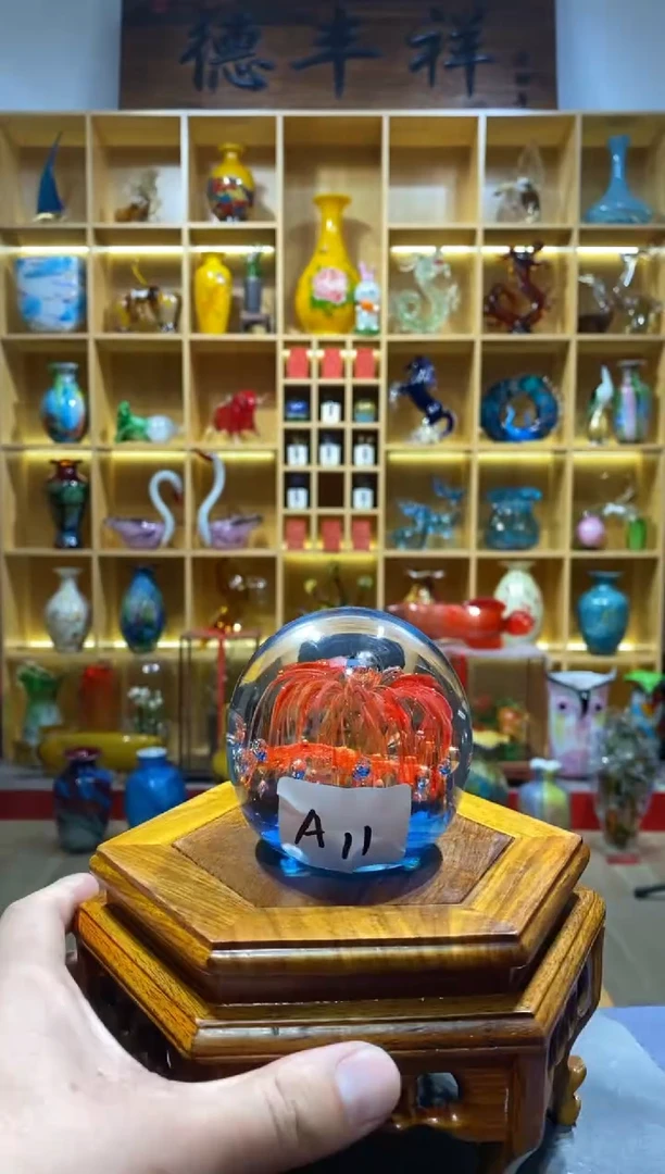 【闪购商品】瓷摆件琉璃纯手工花球A11
