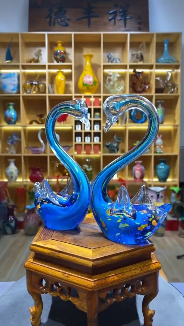 【闪购商品】瓷摆件琉璃纯手工天鹅一对