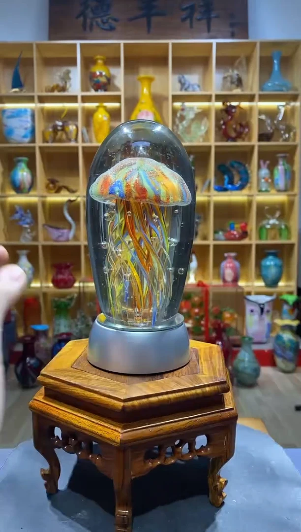 【闪购商品】瓷摆件琉璃纯手工夜光水母+灯座