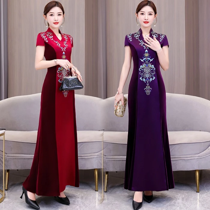 时尚妈妈装结婚礼服连衣裙春夏季2024年新款中老年女装阔太太礼裙