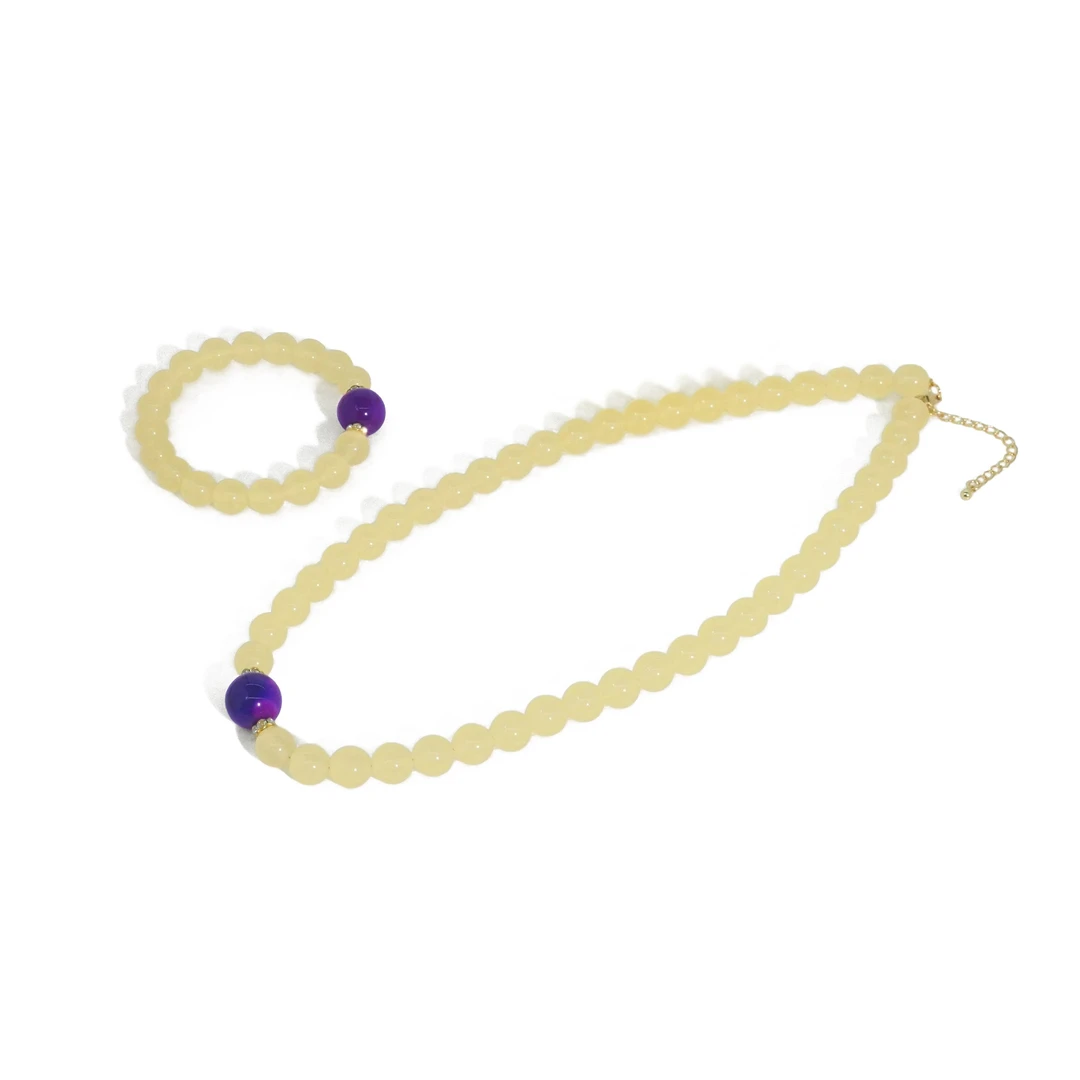 【小米专属】爱如新生女神款紫色玛瑙变色树脂项链+手链【ZZH26】