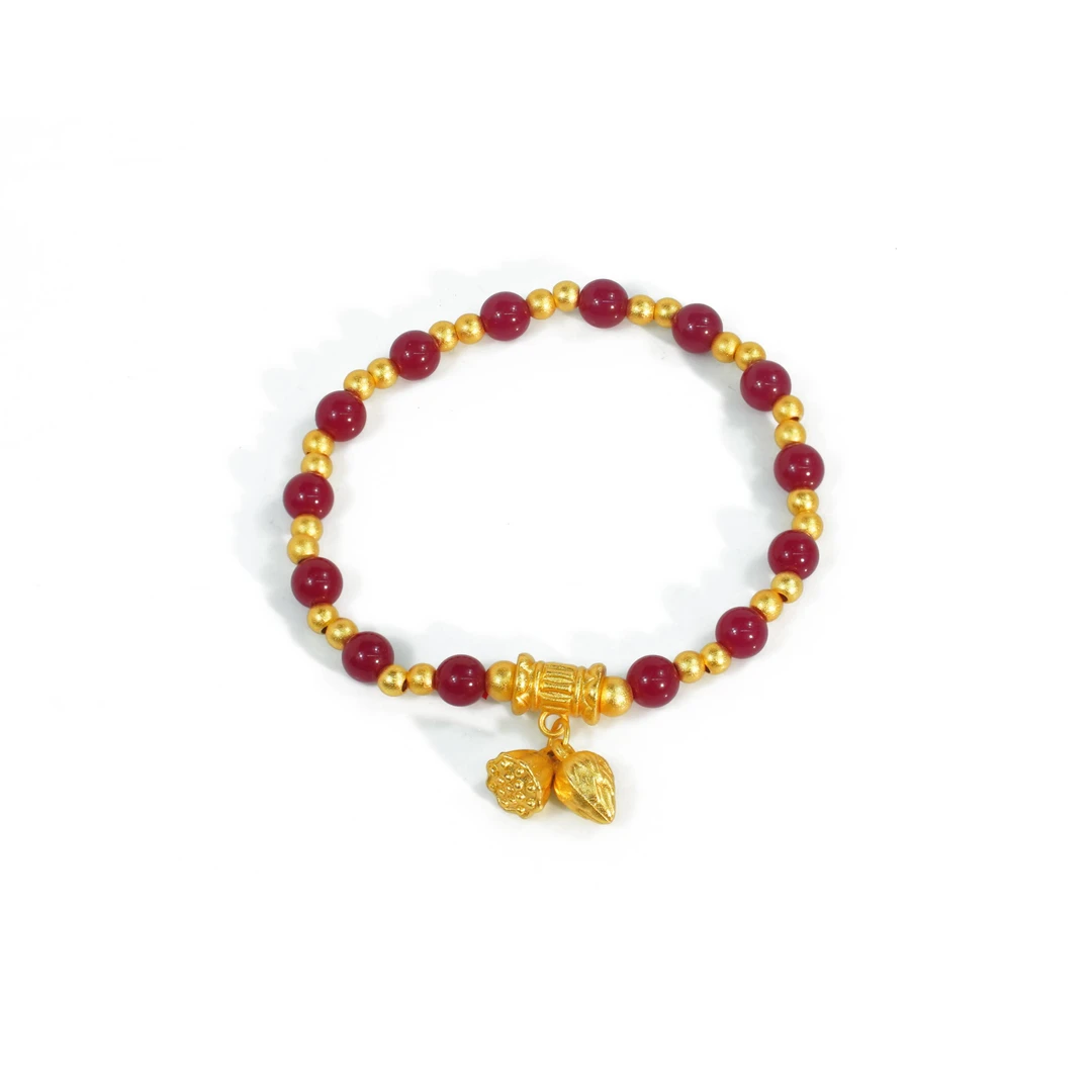 合成/培育【章章甄选】两世欢培育红宝石莲蓬合金镶嵌手链【ZSL79】