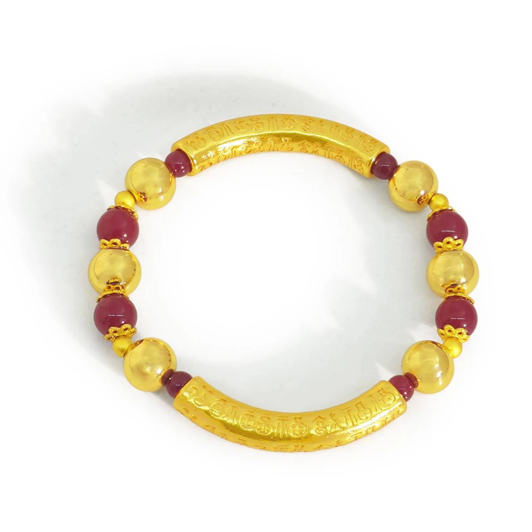 【姜总甄选】匠心百福弯管培育红宝石合金镶嵌手链【YBR64】