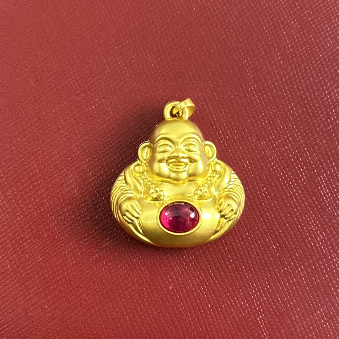 【小米专属】弥勒笑脸佛培育红宝石合金镶嵌吊坠赠珠链【ZDZ461】