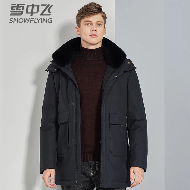 雪中飞冬季商务羽绒服男士加厚新款潮流大码宽松中年爸爸外套男