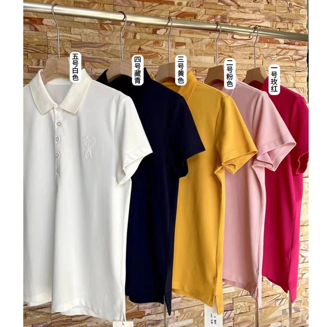 JING2024春季新款6001圆领T恤简约上衣休闲女装短袖宽松POLO衫
