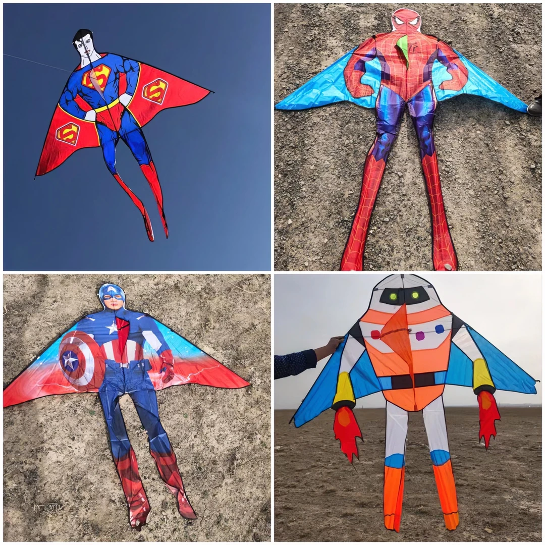 【新疆包邮】新款大版机器人美国队长蜘蛛侠超人大型风筝微风易飞