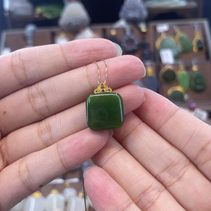 和田玉吊坠18K金镶嵌?***?