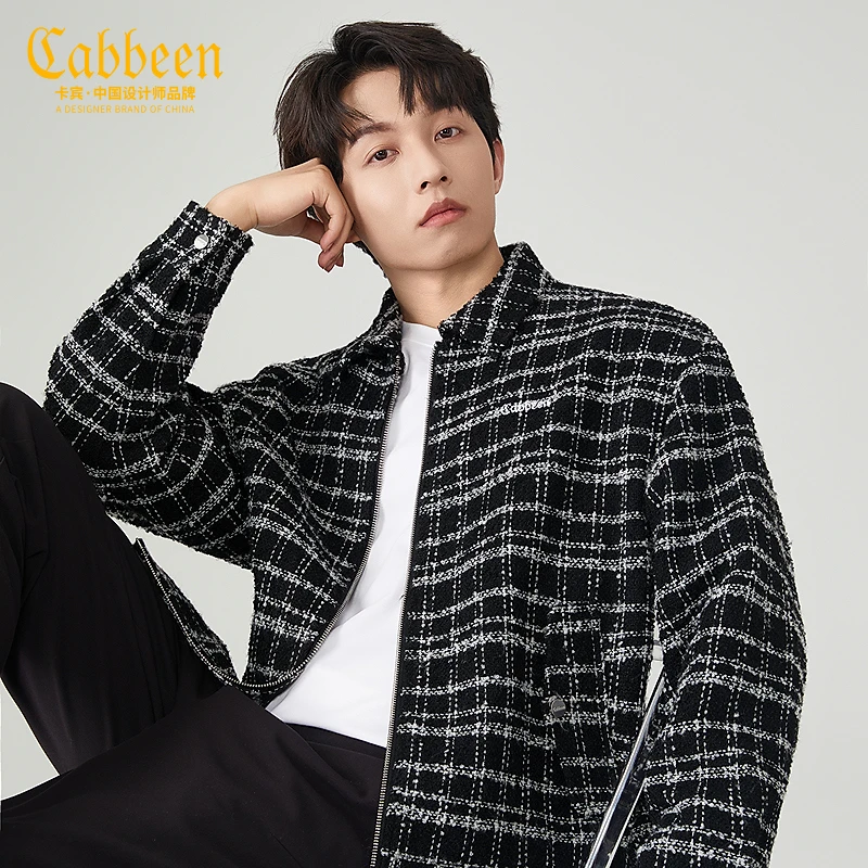 卡宾男装 小香风提花夹克秋冬新款宽松外套潮流街头气质W