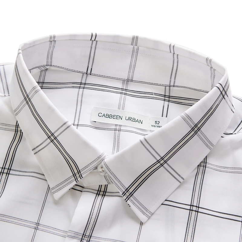 卡宾男装格子短袖衬衫夏季款字母刺绣气质上衣A