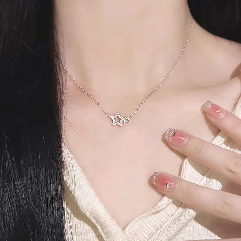合金吊坠 【主播补贴】星星项链女轻奢小众日韩五角星锁骨链送闺蜜