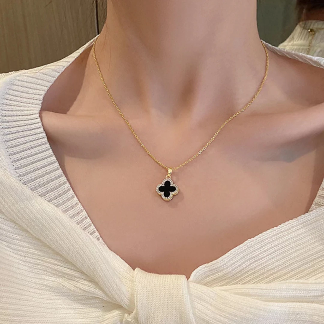 合金项链 四叶草毛衣链女春夏时尚气质项链轻奢小众ins网红锁骨链