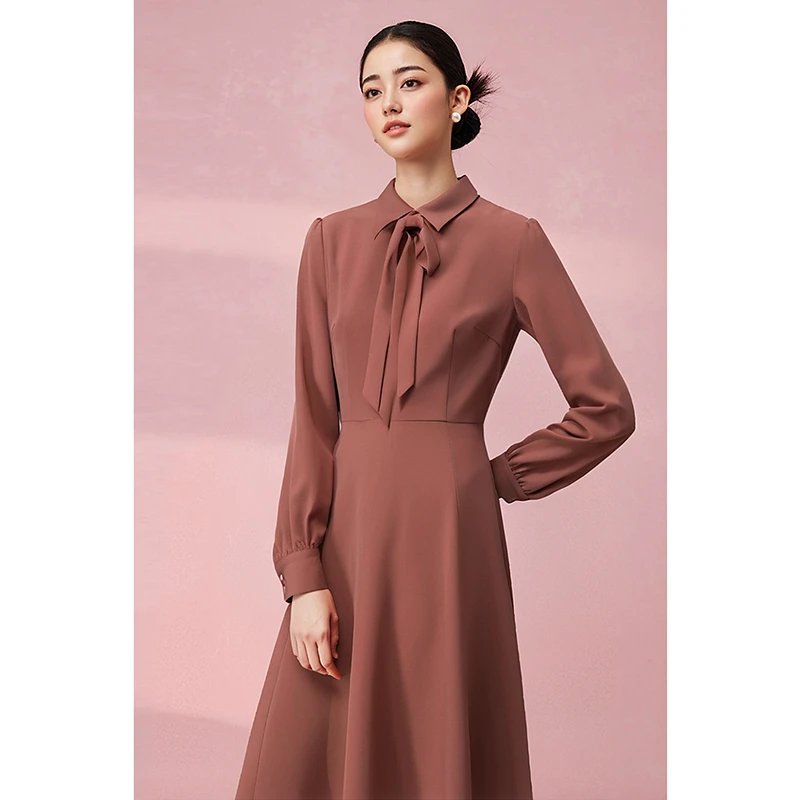 B135法式连衣裙女2024年新款显瘦气质过膝长裙子港味复古裙子1257