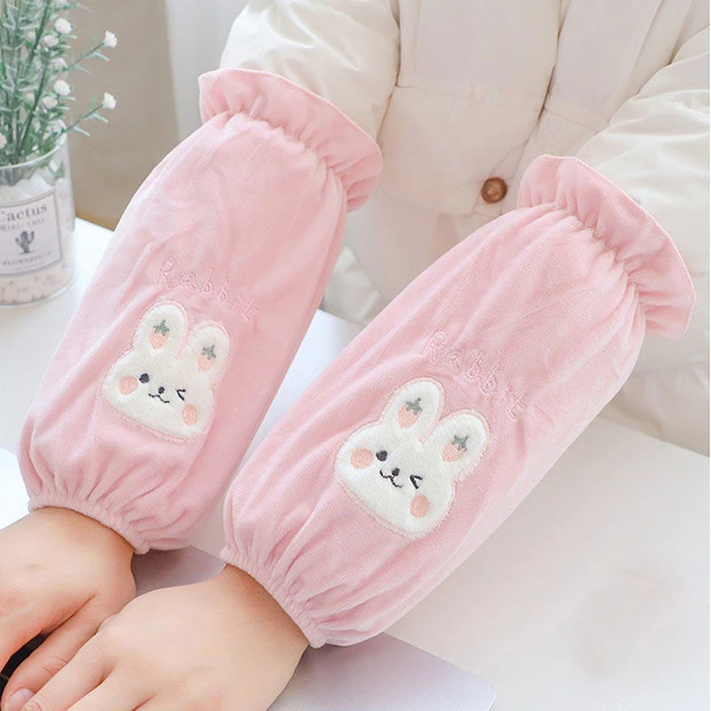 秋冬女长款可爱袖套上班防脏护袖学生写字保暖护手袖套袖