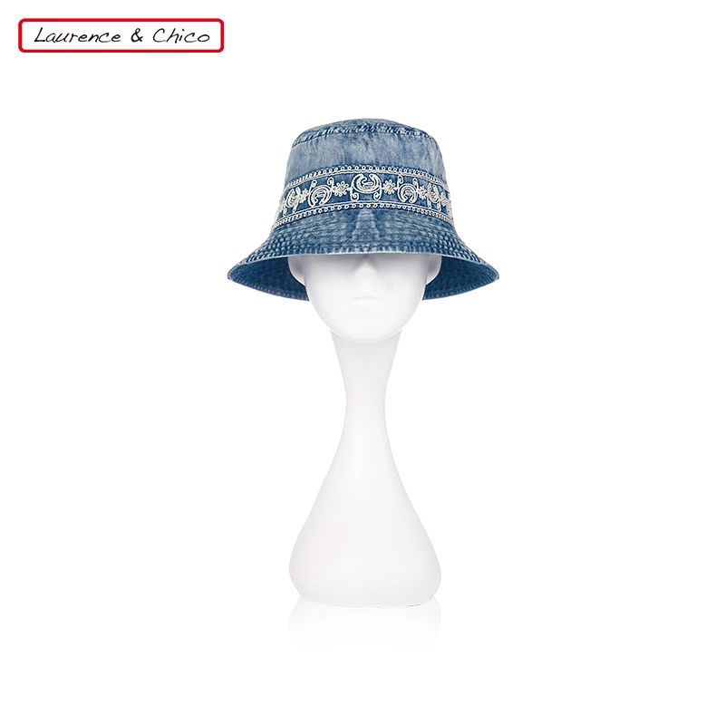LAURENCE & CHICO女士经典绳绣蓝色牛仔渔夫帽D2AE30431015