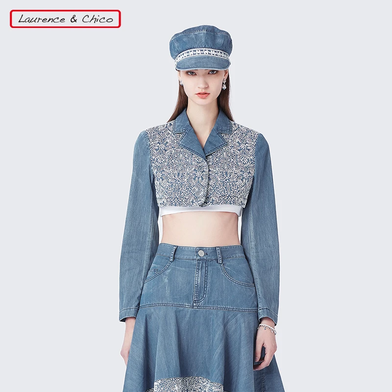 LAURENCE & CHICO绳绣牛仔短西装D2AX30112035
