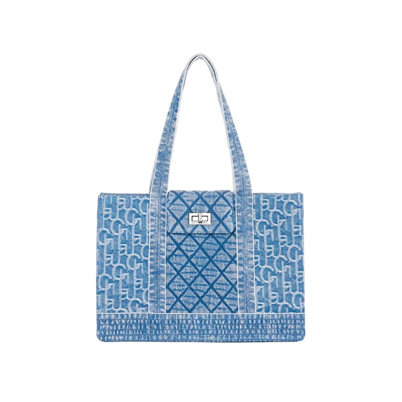 LAURENCE & CHICOLaulau Chichi 水洗牛仔菱形格Tote包21G20411