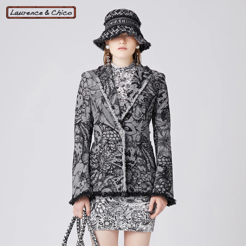 LAURENCE & CHICO灰色牛仔提花西装20FWC3001