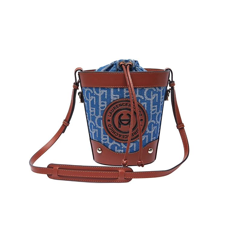 LAURENCE & CHICOLaulau Chichi牛仔抽绳中号圆桶花盆包21G40408