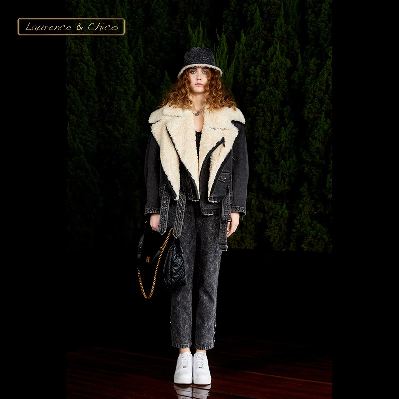 LAURENCE & CHICO水牛仔 Oversized毛领棉马甲C2AD10112077