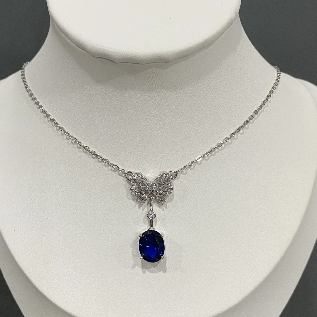 铜合金项链 QC-21322项链轻奢时尚蝴蝶蓝气质百搭