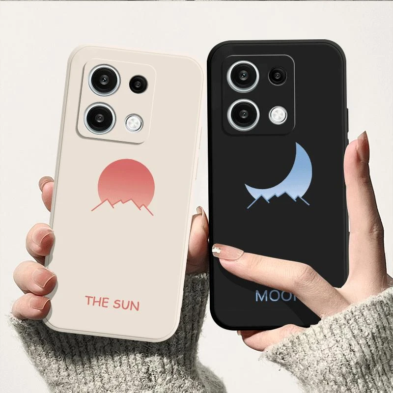 适用落日月亮红米Note13Pro手机壳2312DRA50C全包直边液态硅胶女