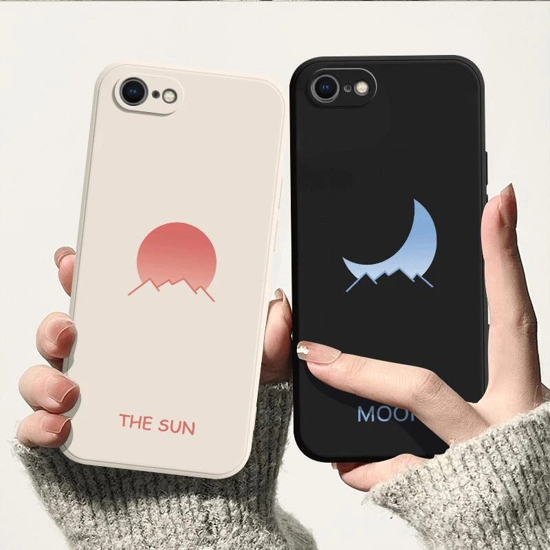 适用落日月亮iPhone苹果SE(第二代)手机壳全包直边液态硅胶保护套
