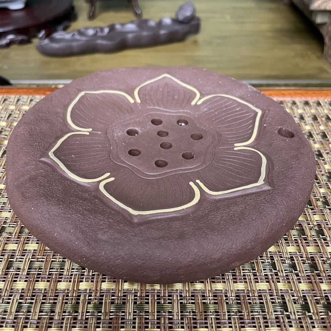 宜兴紫泥莲叶干泡台壶承壶垫壶托隔热蓄水精美圆形干泡盘手制可爱