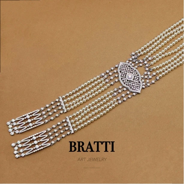 链子925银 Bratti珠宝爱德华时期古董珠宝S925银项链-YX0403
