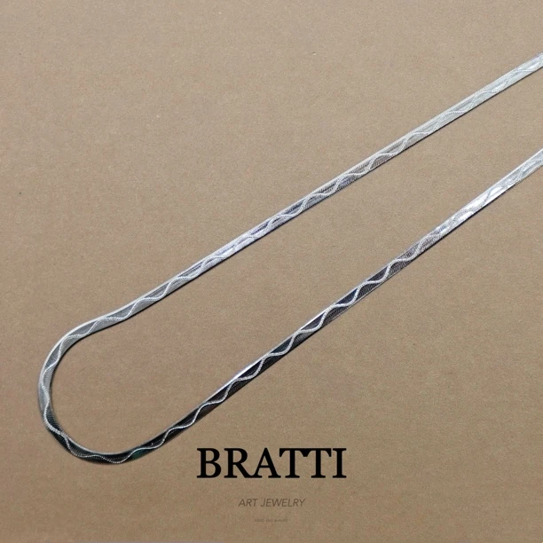 链子925银 Bratti珠宝S925银双面蛇骨链（长度45cm）-YX1235