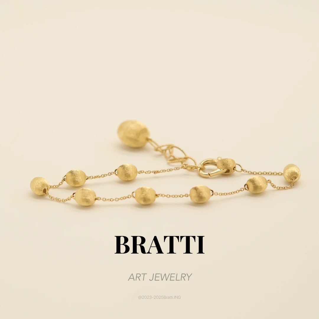 Bratti珠宝意大利【N】18K金豆豆手工拉丝手链约20cm-KS1202