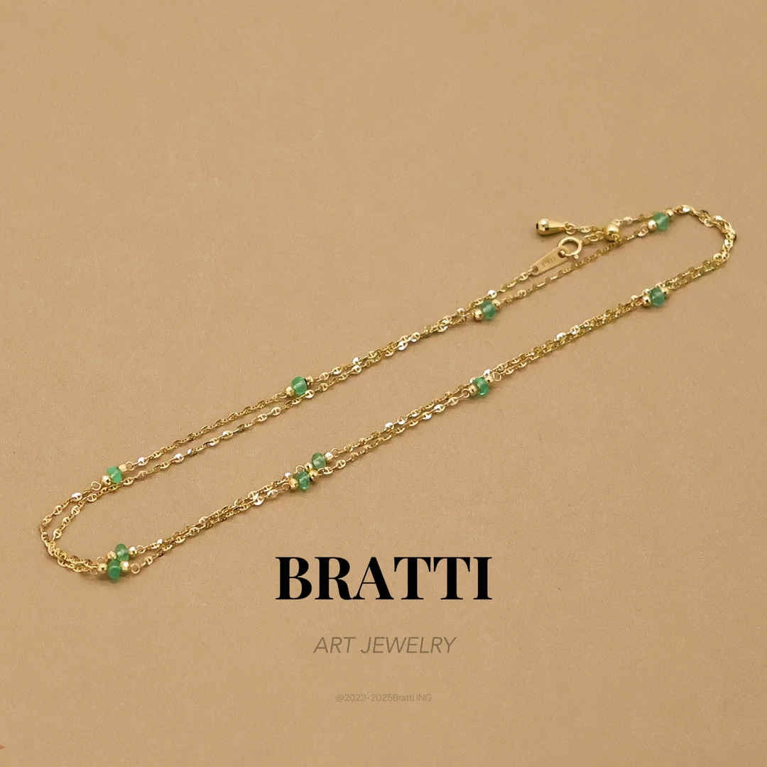 Bratti珠宝18K金猪鼻子祖母绿项链（60cm长度）-KX929