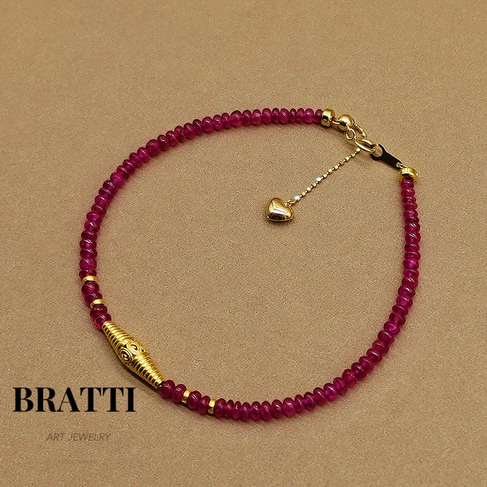 Bratti珠宝【半盏】18K金无烧红宝石手链（17+3cm）-KS0514