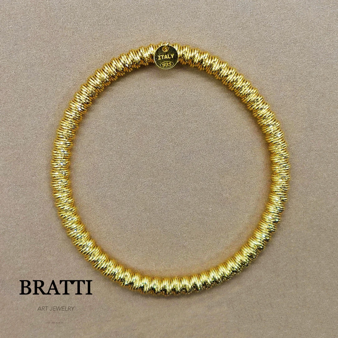 925银手链 Bratti珠宝S925银“拉拉”手环（金色）粗版-YS105