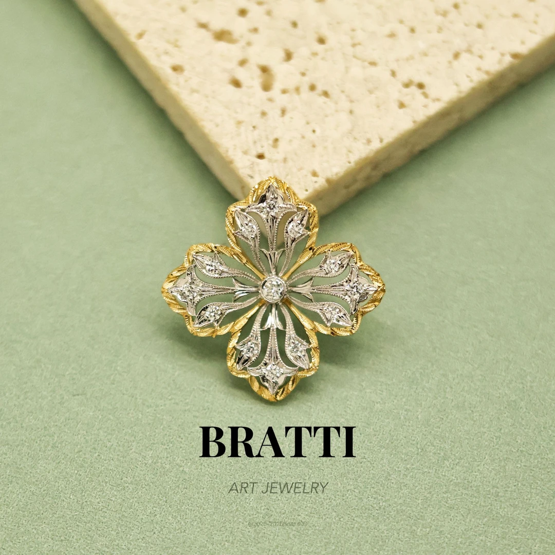 Bratti珠宝“月光恋人”意大利工艺18K金钻石吊坠-KD1010