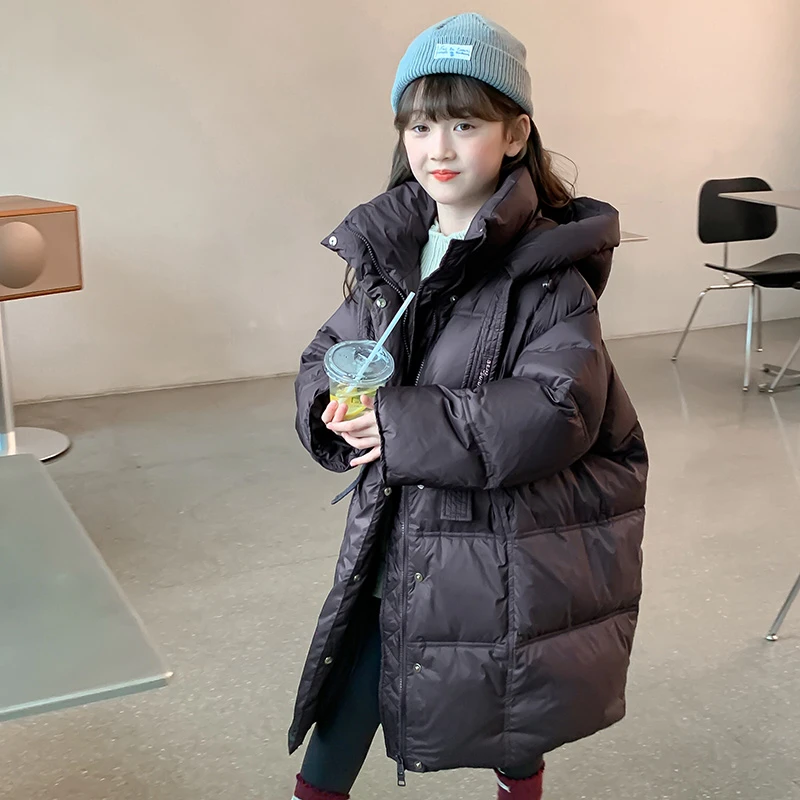 女童羽绒服冬季2025新款爆款6-12岁儿童冬装白鸭绒长款外套潮9032