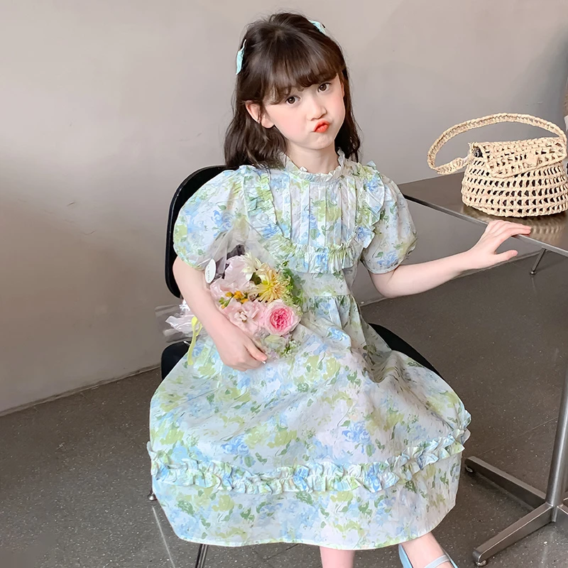 现现 女童连衣裙夏装2025儿童裙子夏季泡泡袖公主裙4XJ5LY8221