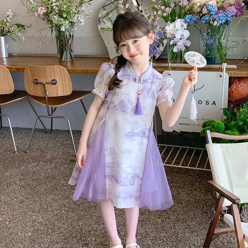 现现女童汉服旗袍夏装2025新款新中式儿童连衣裙中国风裙子8170