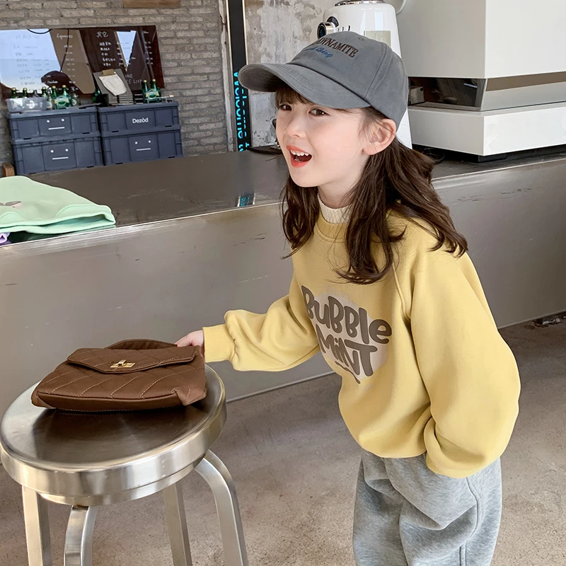 女童卫衣加绒秋冬款2025新款儿童冬装加厚高领上衣小女孩套头6432