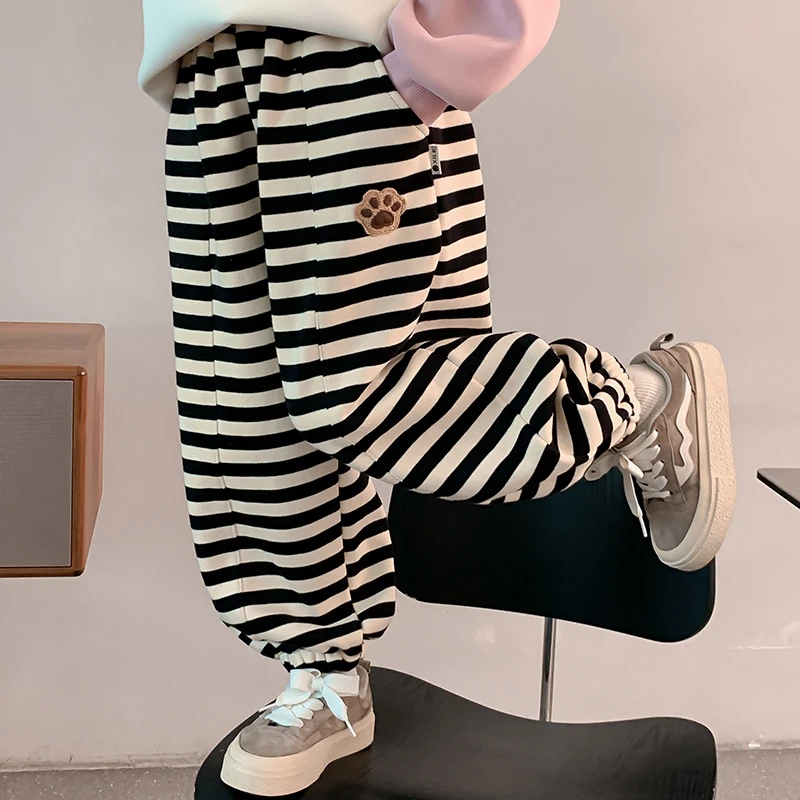 女童加绒裤子冬装2025新款洋气儿童休闲裤秋冬款加厚女孩卫裤8938