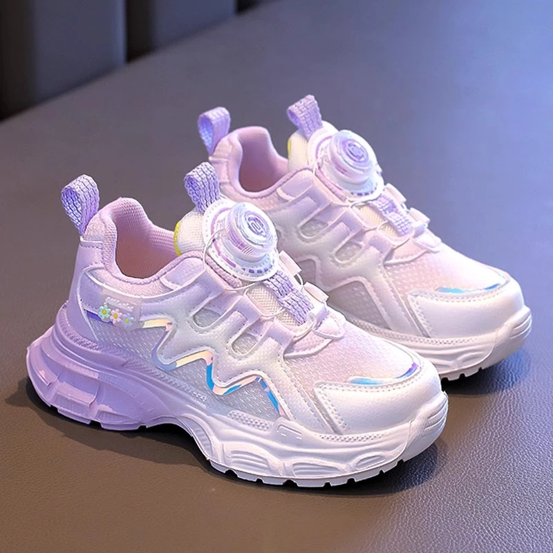 ABC女童运动鞋2024夏季新款跑步儿童鞋旋转纽扣女孩老爹鞋爆款鞋