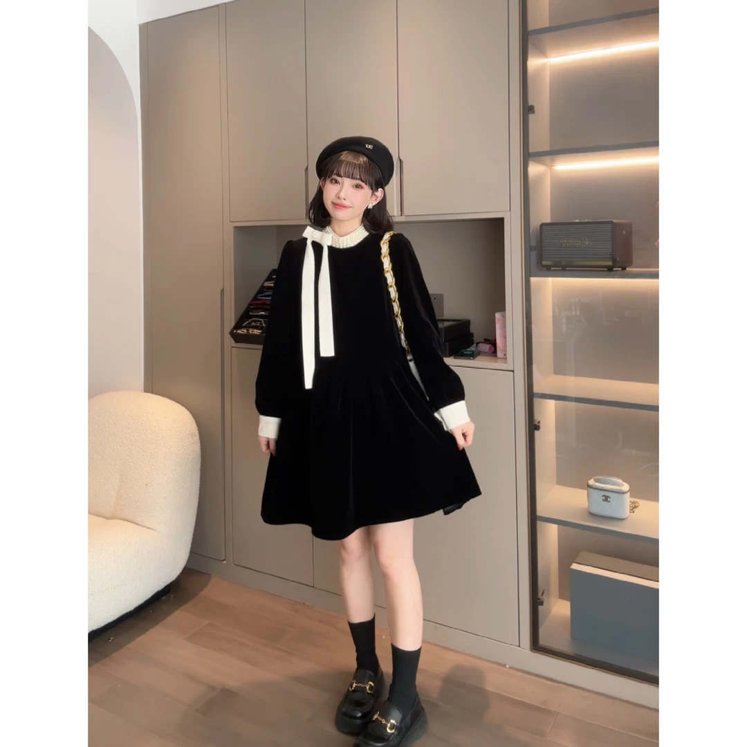 maodan/猫单【小香茶会】娜娜的孕期穿搭/孕妇装秋冬法式时髦丝绒裙