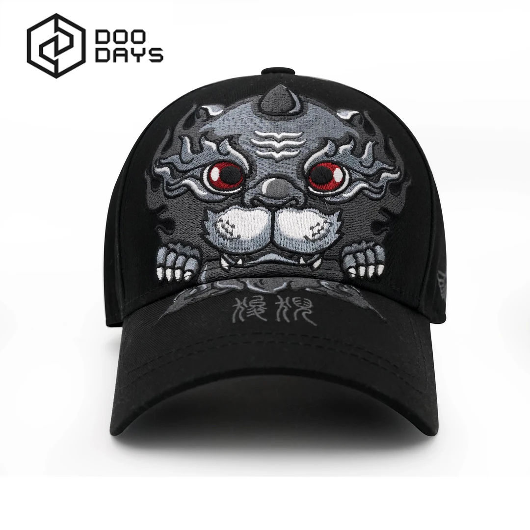 doodays国潮龙之九子系列-狻猊弯沿刺绣棒球帽