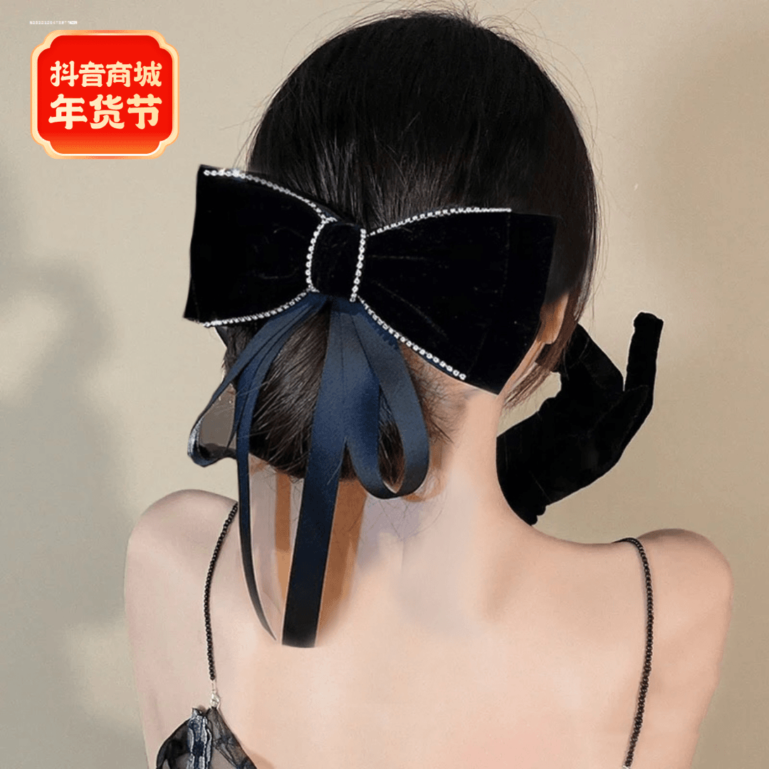 飘带蝴蝶结发夹头饰顶夹发饰盘发后脑勺气质少女新款甜妹夹子2023