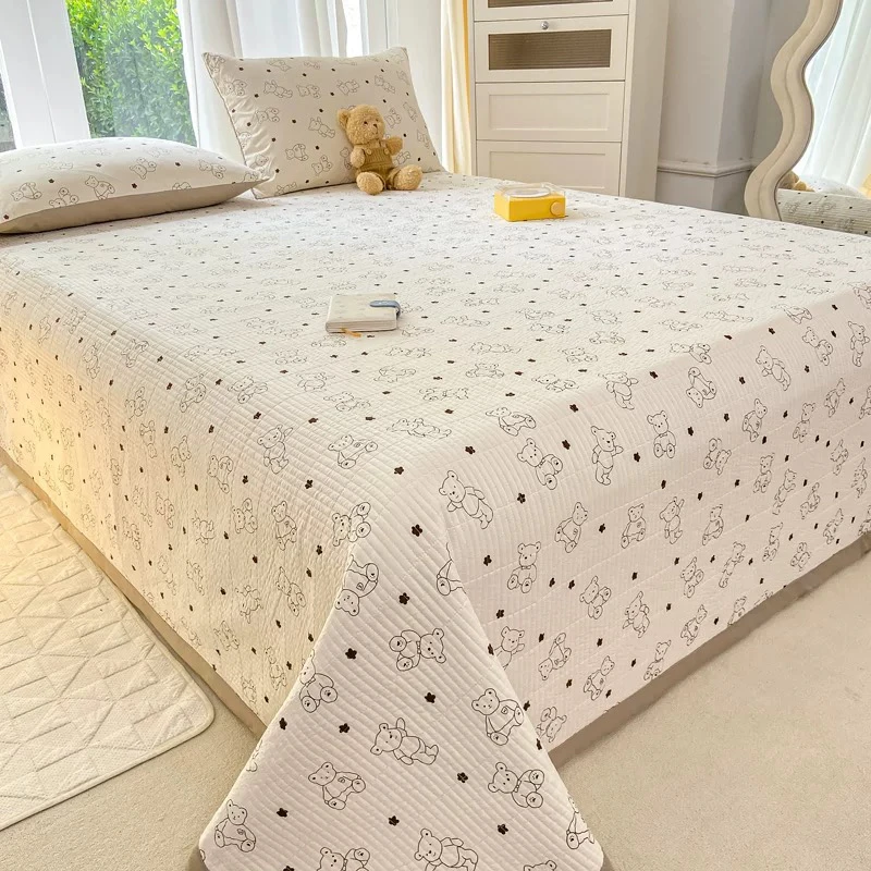 【四季床盖】水洗棉莫小柔四季床盖夹棉床盖防滑榻榻米双面加厚