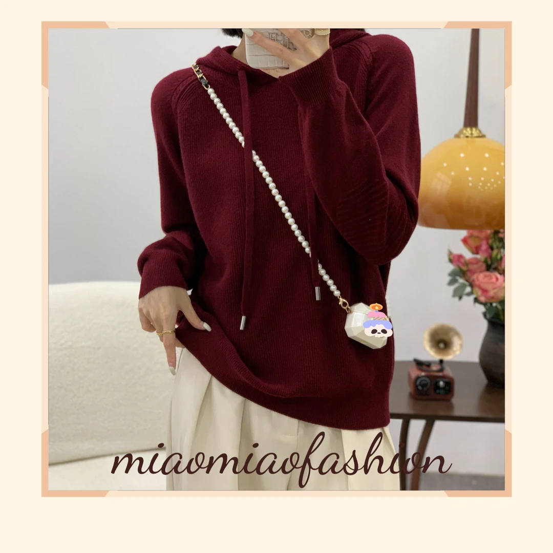 【MiO】米奥秋冬新年新款经典休闲气质纯色慵懒风连帽减龄抽绳