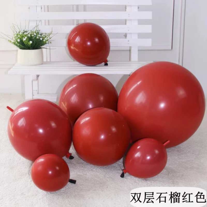 石榴红5 10 12 36寸大小气球单双层喜庆汽球商场派对婚房装饰布置